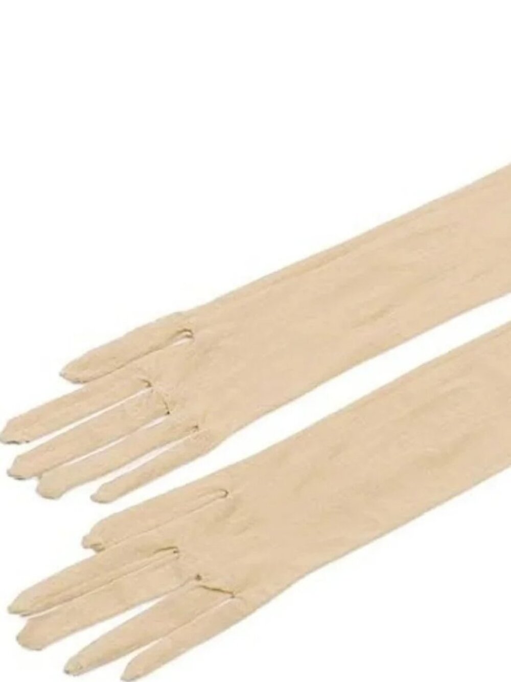 Long Sheer Nude Soft Stretch Mesh Nylon Gloves, 16 inch Opera Length - Picture 2 of 8